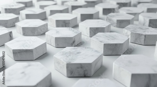 Abstract White Marble Hexagon Pattern