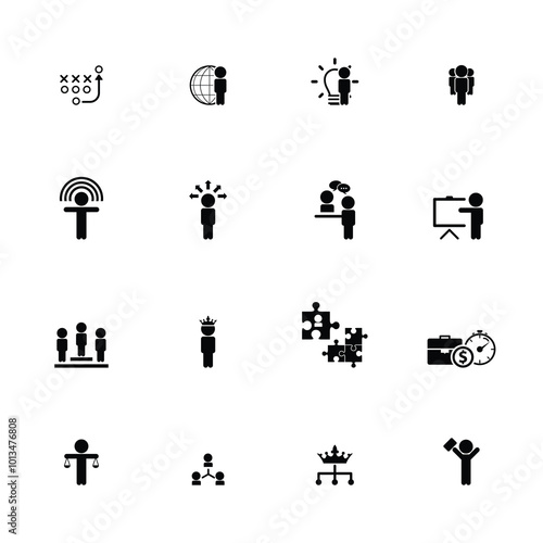 Universal business management and human resources icon set. Universal icons for web and mobile. Vector.