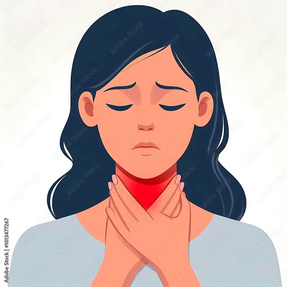 Neck throat pain, flat illustration, graphical resource for medical treatment, diagnostic for disease Neck throat pain, flat illustration, graphical resource for medical treatment, diagnostic for disease