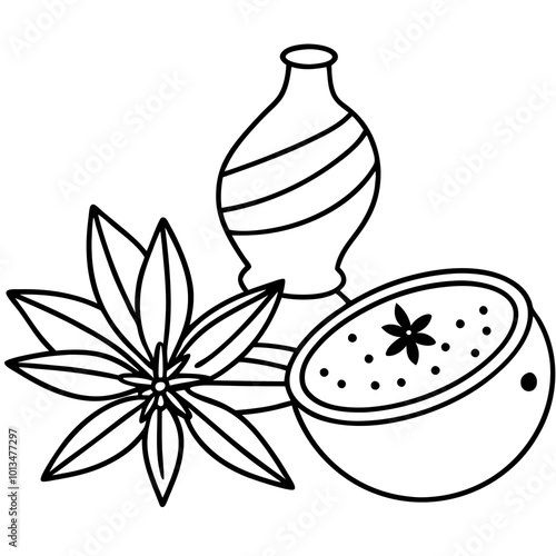 spice for cooking outline coloring book page line art drawing