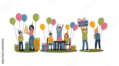 Group of happy people celeb...
