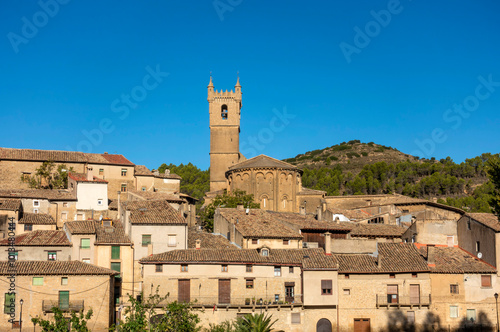 View of the 12th century church of San Martin de Tours in Uncastillo. Zaragoza, Aragon, Spain. photo