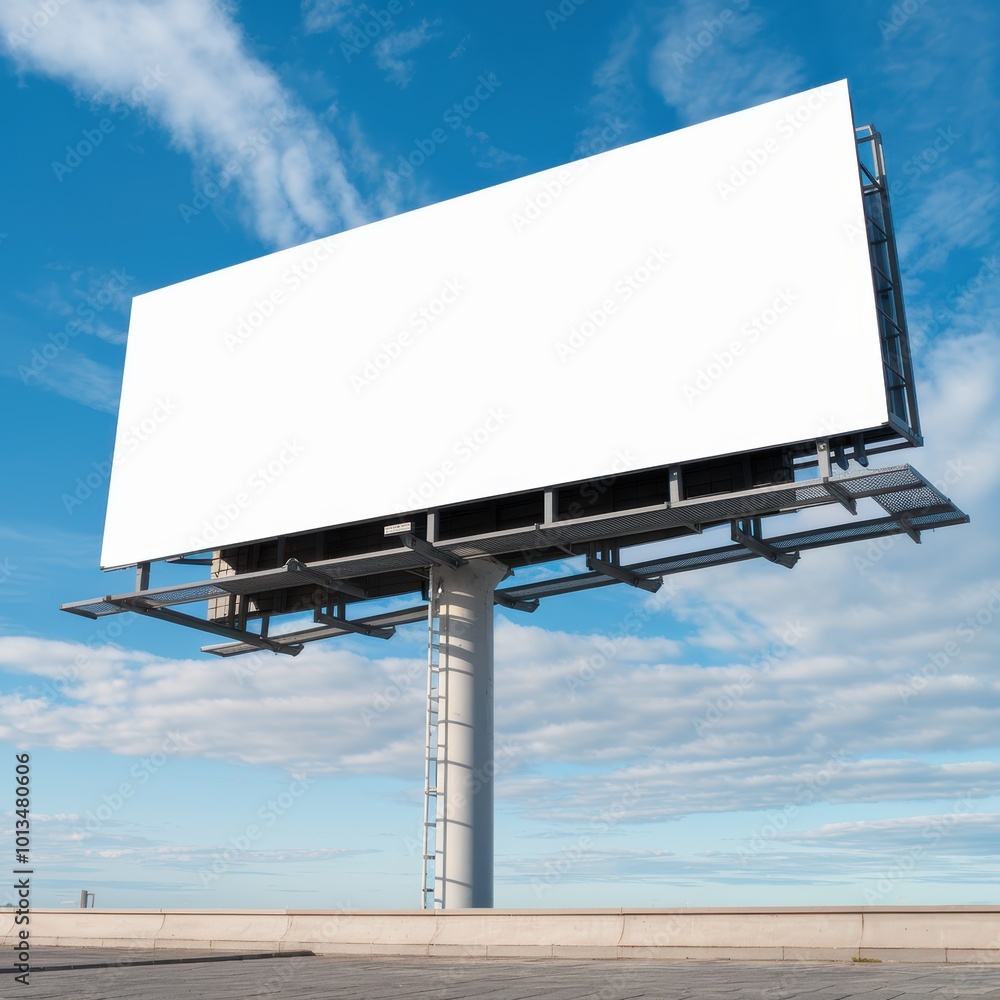 blank billboard on blue background blank billboard on blue background