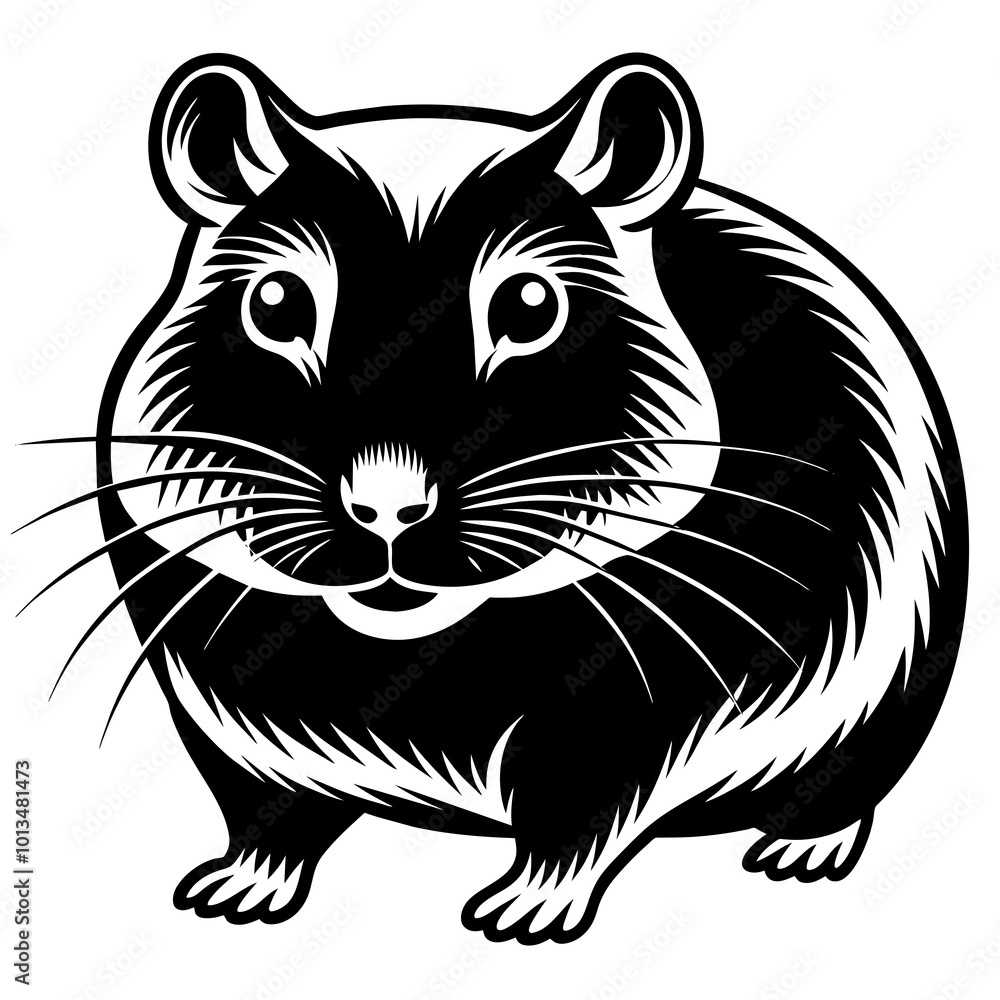 Fototapeta premium A guinea pig silhouette black vector artwork