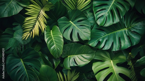 Lush Green Tropical Leaves Background