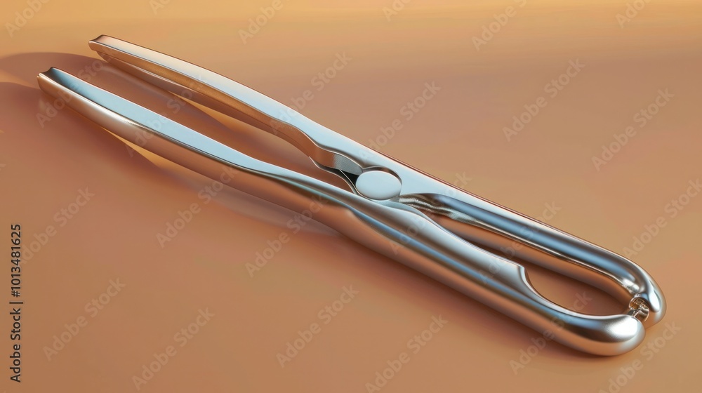 Closeup view of a pair of stainless steel scissors with clean minimalist design  These versatile scissors can be used for a variety of cutting trimming and grooming tasks