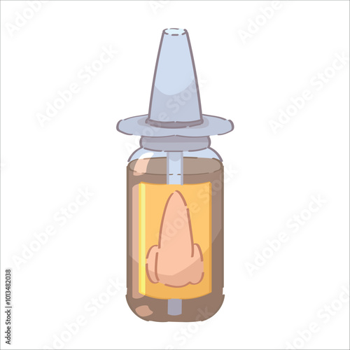 Bottle of nasal spray on white background