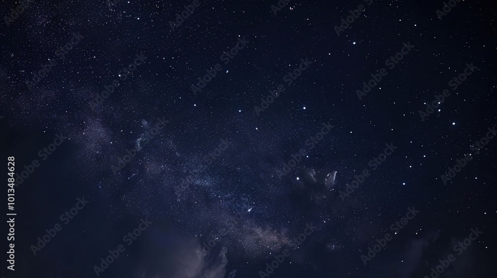 Fototapeta premium constellations and stars in the night sky with twinkling lights above dark forest