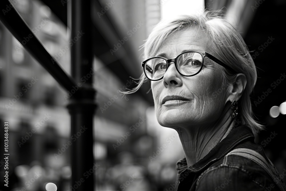 Portrait of a senior woman with eyeglasses in the city Portrait of a senior woman with eyeglasses in the city