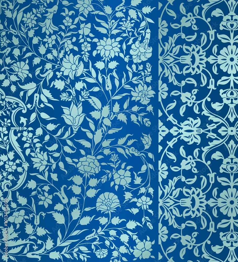 wedding card design, traditional paisley floral pattern , royal India	