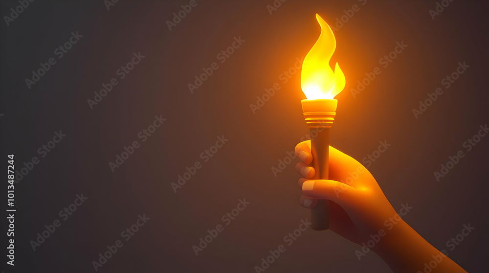 Fototapeta premium 3D Isolated Hand Holding Glowing Torch Symbolizing Hope and Human Rights for Human Rights Day - Modern Vector Design for Infographics