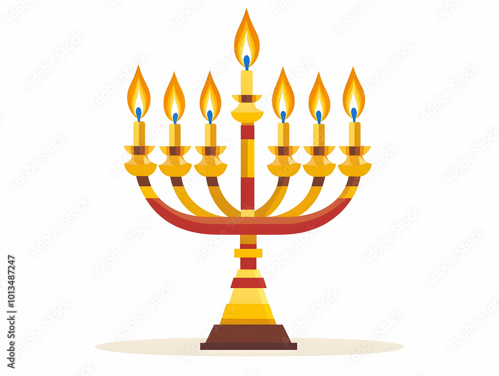Flat Isolated Menorah and Star of David Combination Icon on White Background - Perfect for Hanukkah Cultural Infographics Flat Isolated Menorah and Star of David Combination Icon on White Background - Perfect for Hanukkah Cultural Infographics