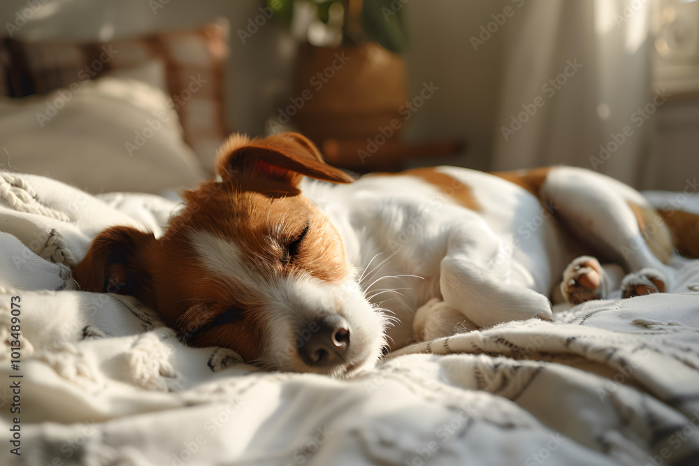 Obraz premium Jack Russell Terrier dog sleeping at home