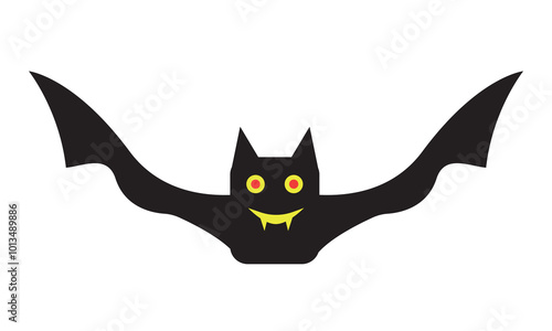 Halloween bat icon with face Vector icon for halloween holiday, scary bat