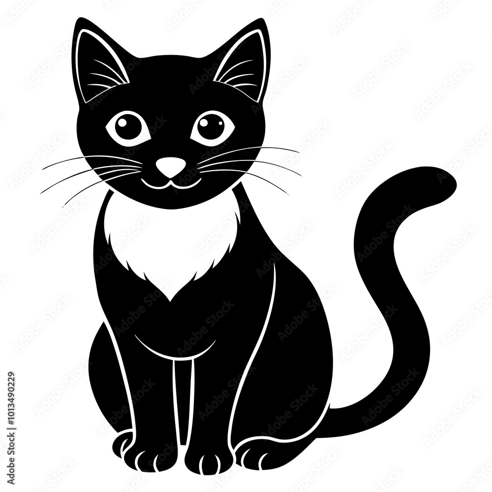 cat silhouette vector illustration on white background cat silhouette vector illustration on white background