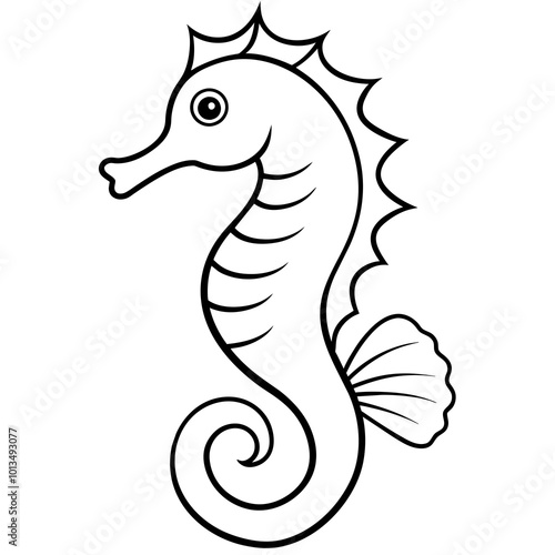 Funny Seahorse Vector Illustration on White Background Cartoons, Clipart, Line Art Design, Funny seahorse vector art on white background, ideal for cartoons, clipart, and line art designs photo