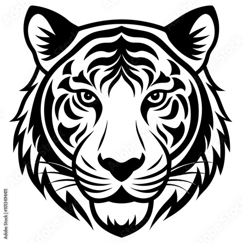 tiger head silhouette vector illustration on white background