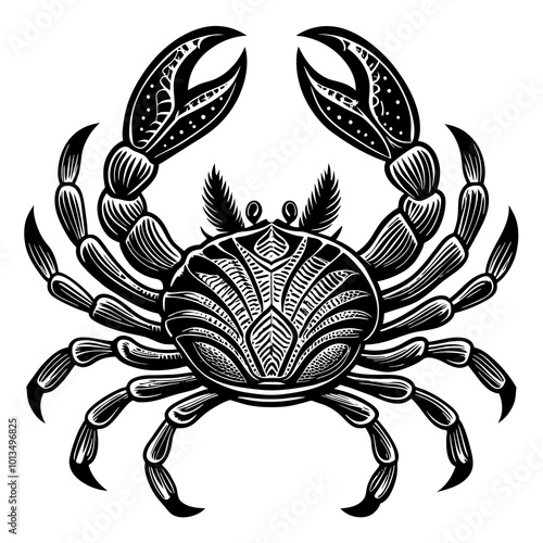 Crab Silhouette Vector isolated on a white background, Sea Crab black Silhouette Clipart