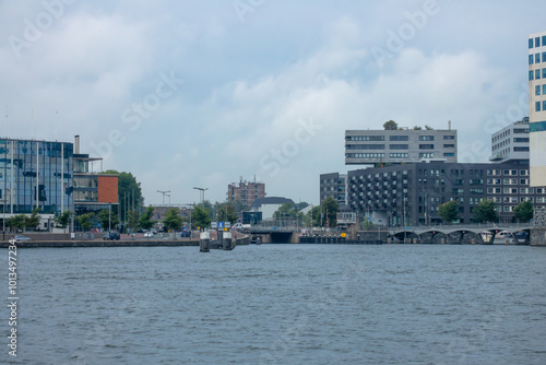 Amsterdam Office Buildings on the Bank of the Amstel River