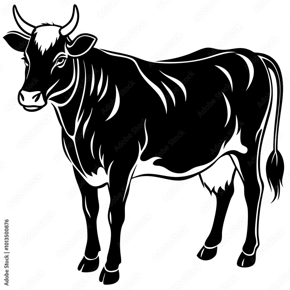 Fototapeta premium Cow animal silhouette. Cow silhouette isolated on white background. Cow vector illustration.