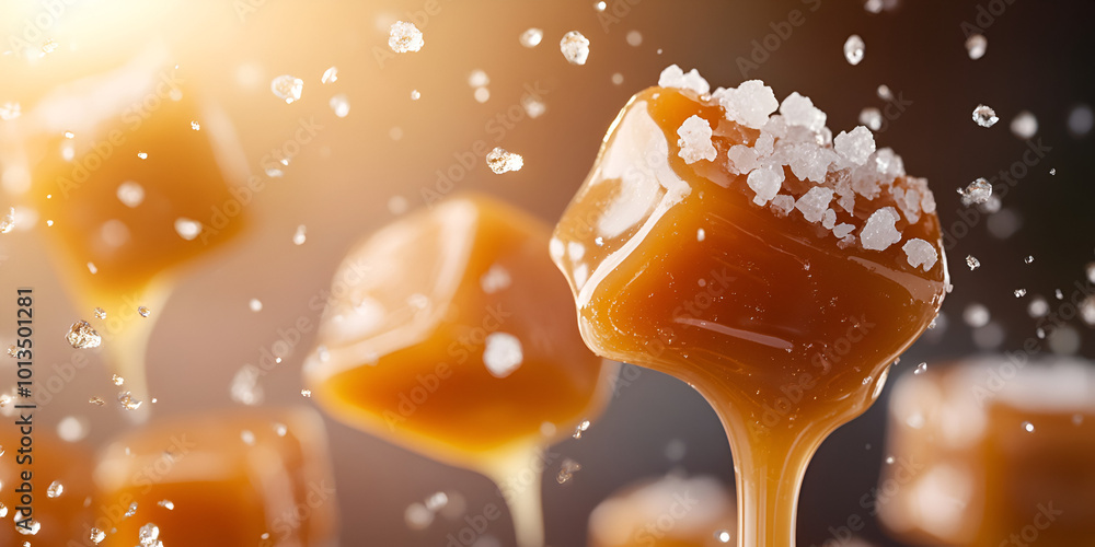 Salted Caramel Cubes with Sugar Crystals Salted Caramel Cubes with Sugar Crystals