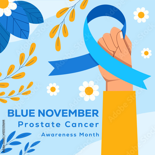 flat design blue november prostate cancer awareness month illustration