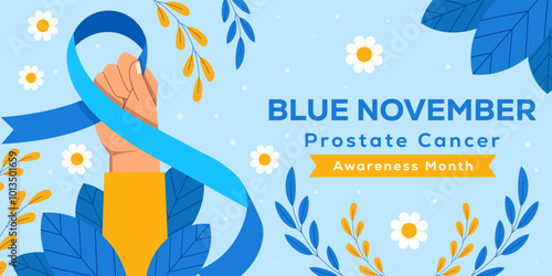 blue November horizontal banner illustration in flat design