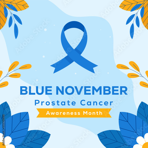 blue november prostate cancer awareness month illustration