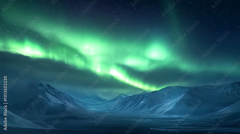 © SOUND OF RAIN - Aurora Borealis Over Snowy Mountains - Night Sky Photography