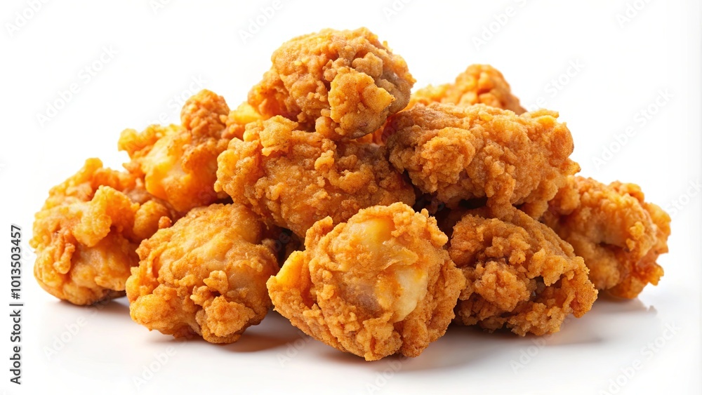 Crispy Fried Chicken Popcorn Close-Up Shot Crispy Fried Chicken Popcorn Close-Up Shot