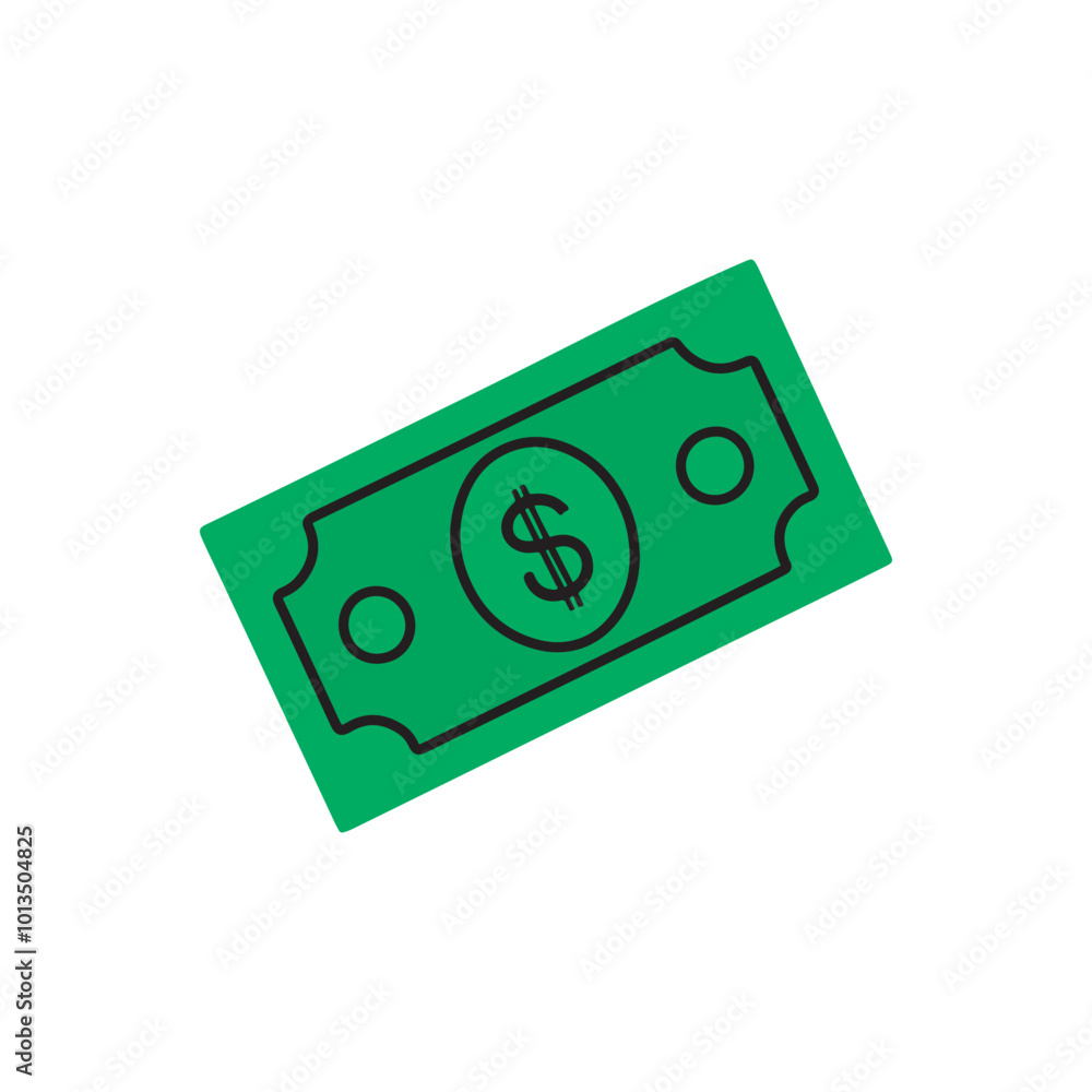 Green American dollar bill Money ClipArt icon. Green Dollar Bill logo, For Finance Icon white background. Vector illustration. Green American dollar bill Money ClipArt icon. Green Dollar Bill logo, For Finance Icon white background. Vector illustration.
