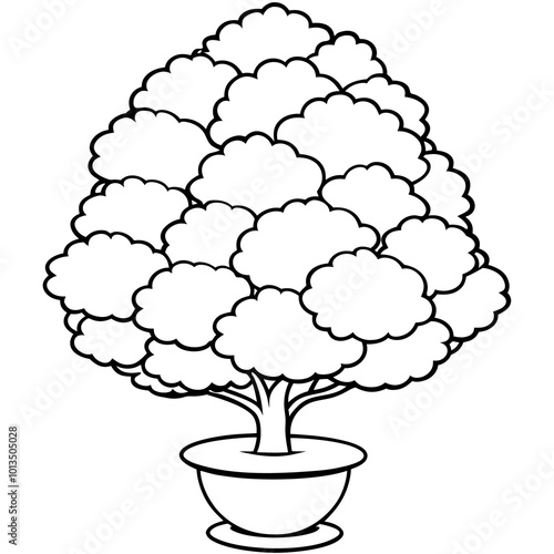 topiary bush outline coloring book page line art drawing