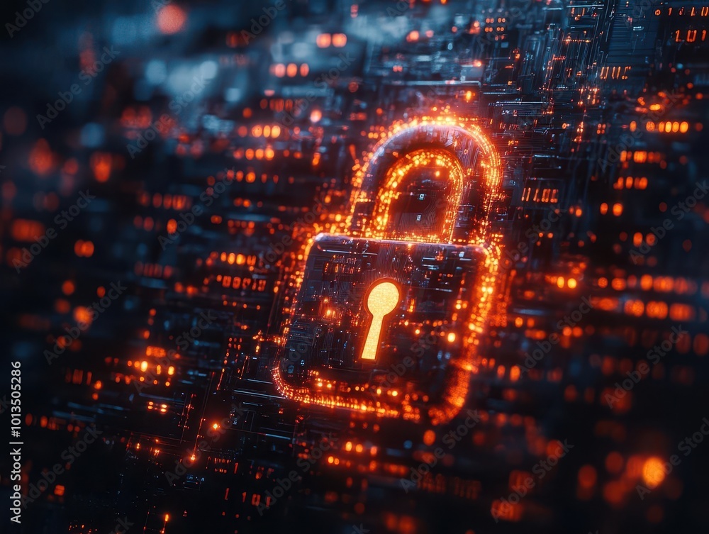 padlock symbolizing internet cybersecurity depicted with digital elements and binary code in the background representing the importance of online safety and protection in the digital age padlock symbolizing internet cybersecurity depicted with digital elements and binary code in the background representing the importance of online safety and protection in the digital age