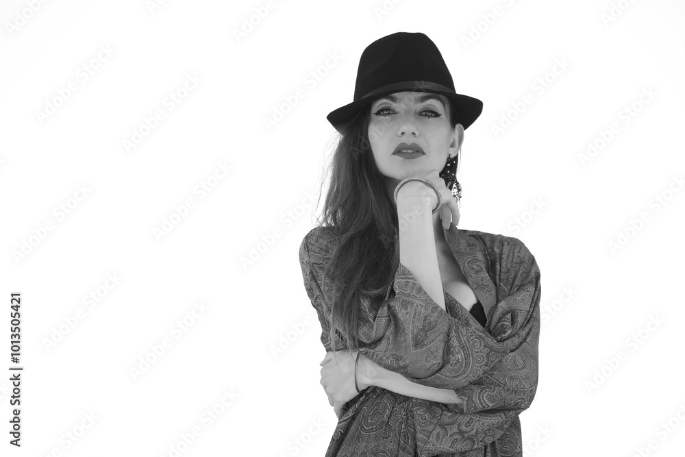 Fototapeta premium young sexy woman in silk robe