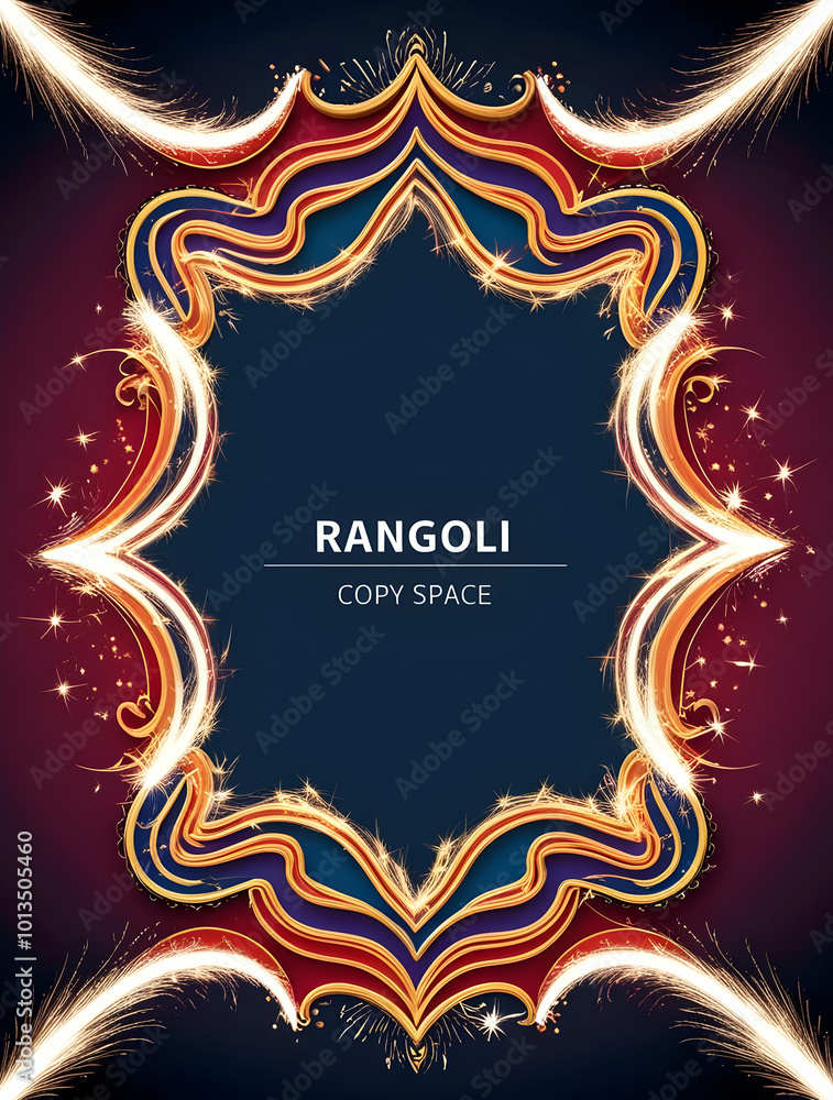 3D Rangoli and Sparkler Wave Border Design | Dynamic Frame with Copy Space for Celebratory Invitations | Vibrant and Energetic Composition 3D Rangoli and Sparkler Wave Border Design | Dynamic Frame with Copy Space for Celebratory Invitations | Vibrant and Energetic Composition