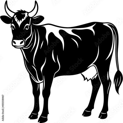 Cow animal silhouette. Cow silhouette isolated on white background. Cow vector illustration.