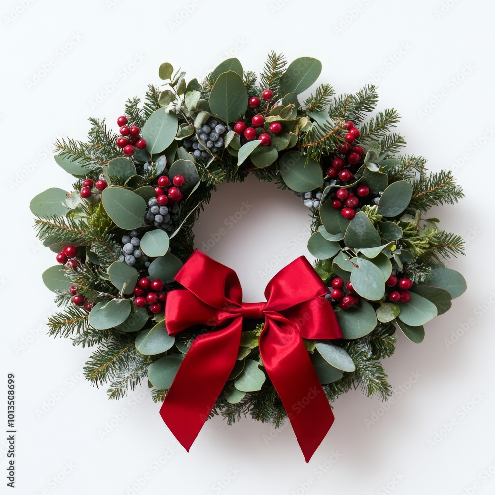 Christmas isolated wreath with Cristmas plant. Traditional Xmas isolated floral element with bow. Banner with copy space. Flower frame Noel card. Christmas isolated wreath with Cristmas plant. Traditional Xmas isolated floral element with bow. Banner with copy space. Flower frame Noel card.