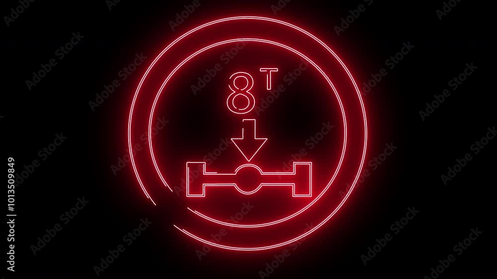 illustration of traffic signs vehicles were axle weight heavier than indicated prohibited. maximum weight 8 tons. animation of glowing red lights. illustration of traffic signs vehicles were axle weight heavier than indicated prohibited. maximum weight 8 tons. animation of glowing red lights.