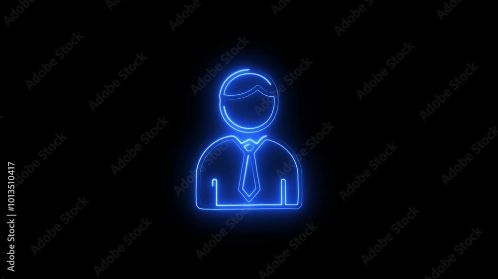 Business man neon icon animation. Glowing interview in neon style icon concept. Business man neon icon animation. Glowing interview in neon style icon concept.