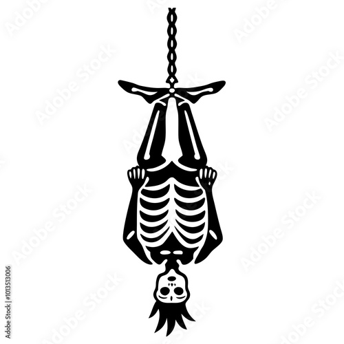 Reverse hanging human skeleton