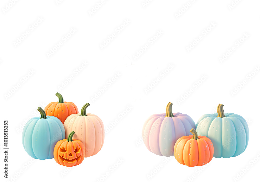 Obraz premium pumpkin and leaves, PNG, no background