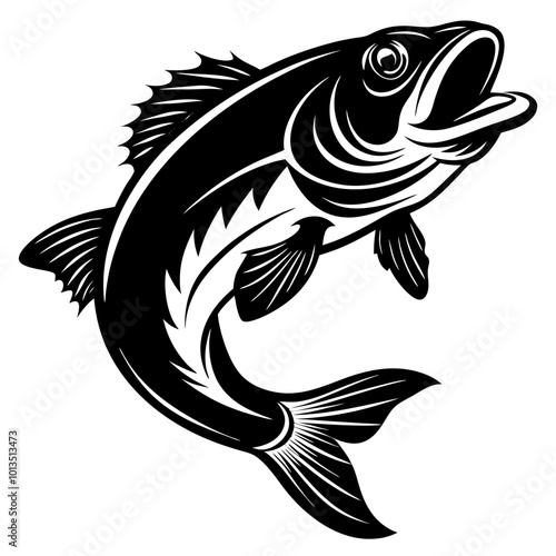 Red snapper isolated vector illustration. Fishing logo of red snapper. Fishing emlem for company or sport club. Marine theme background.