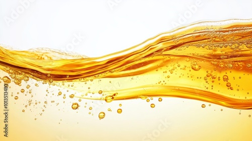 Golden Liquid Wave with Bubbles - Abstract Background