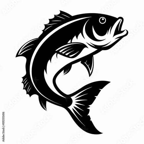 Red snapper isolated vector illustration. Fishing logo of red snapper. Fishing emlem for company or sport club. Marine theme background.