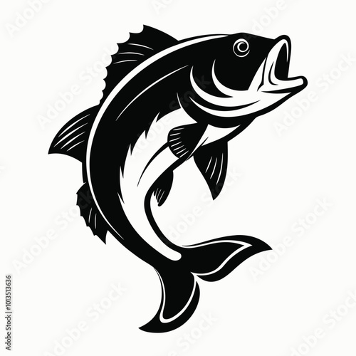 Red snapper isolated vector illustration. Fishing logo of red snapper. Fishing emlem for company or sport club. Marine theme background.