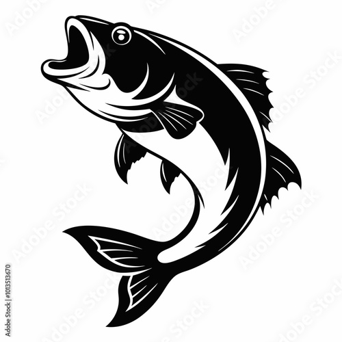 Red snapper isolated vector illustration. Fishing logo of red snapper. Fishing emlem for company or sport club. Marine theme background.