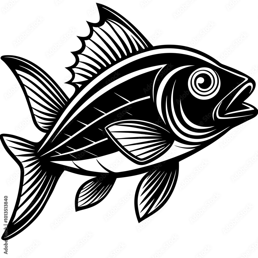 Red snapper isolated vector illustration. Fishing logo of red snapper. Fishing emlem for company or sport club. Marine theme background. Red snapper isolated vector illustration. Fishing logo of red snapper. Fishing emlem for company or sport club. Marine theme background.