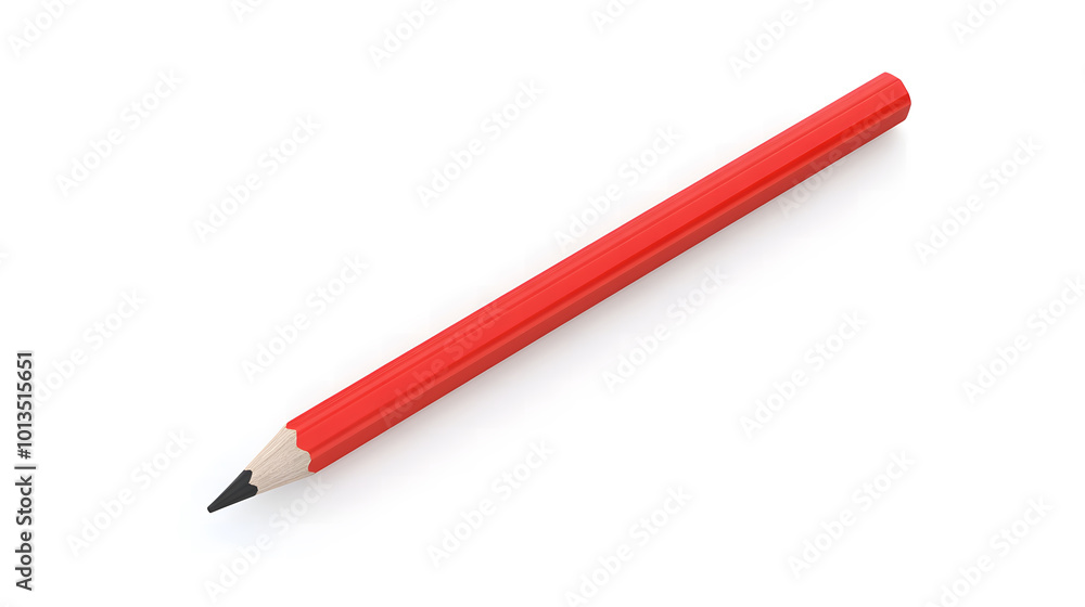Red Pencil Isolated on White Background - High-Quality Close-Up design Red Pencil Isolated on White Background - High-Quality Close-Up design