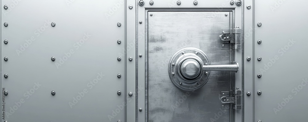 Metal bank safe vault on copy space isolated white background, Generative AI Metal bank safe vault on copy space isolated white background, Generative AI