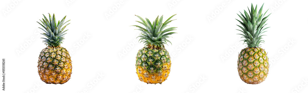 Fototapeta premium Three Fresh Pineapples Isolated